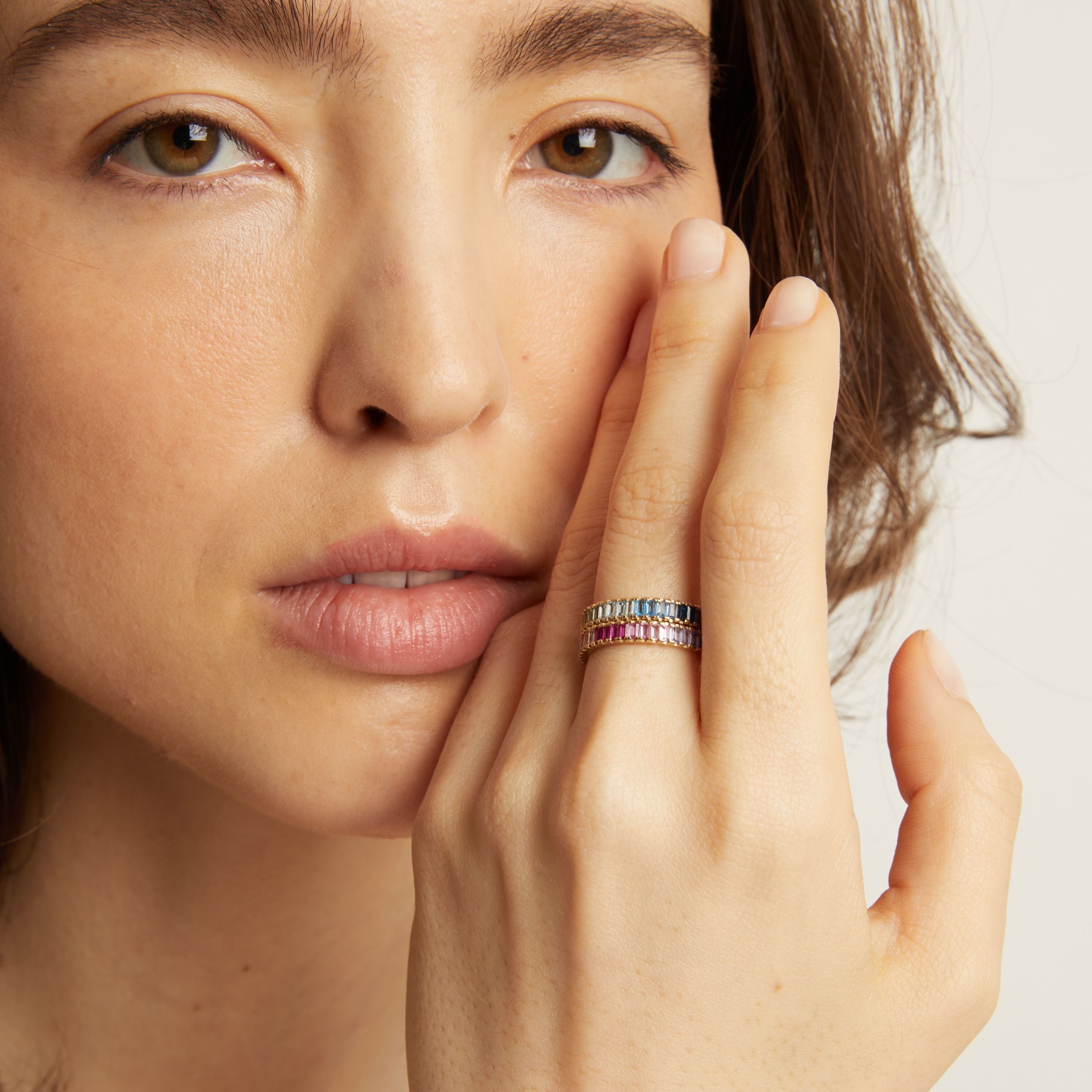 Ombré Rainbow Baguette Eternity Ring NikNenz™ Premium Gold & Diamonds