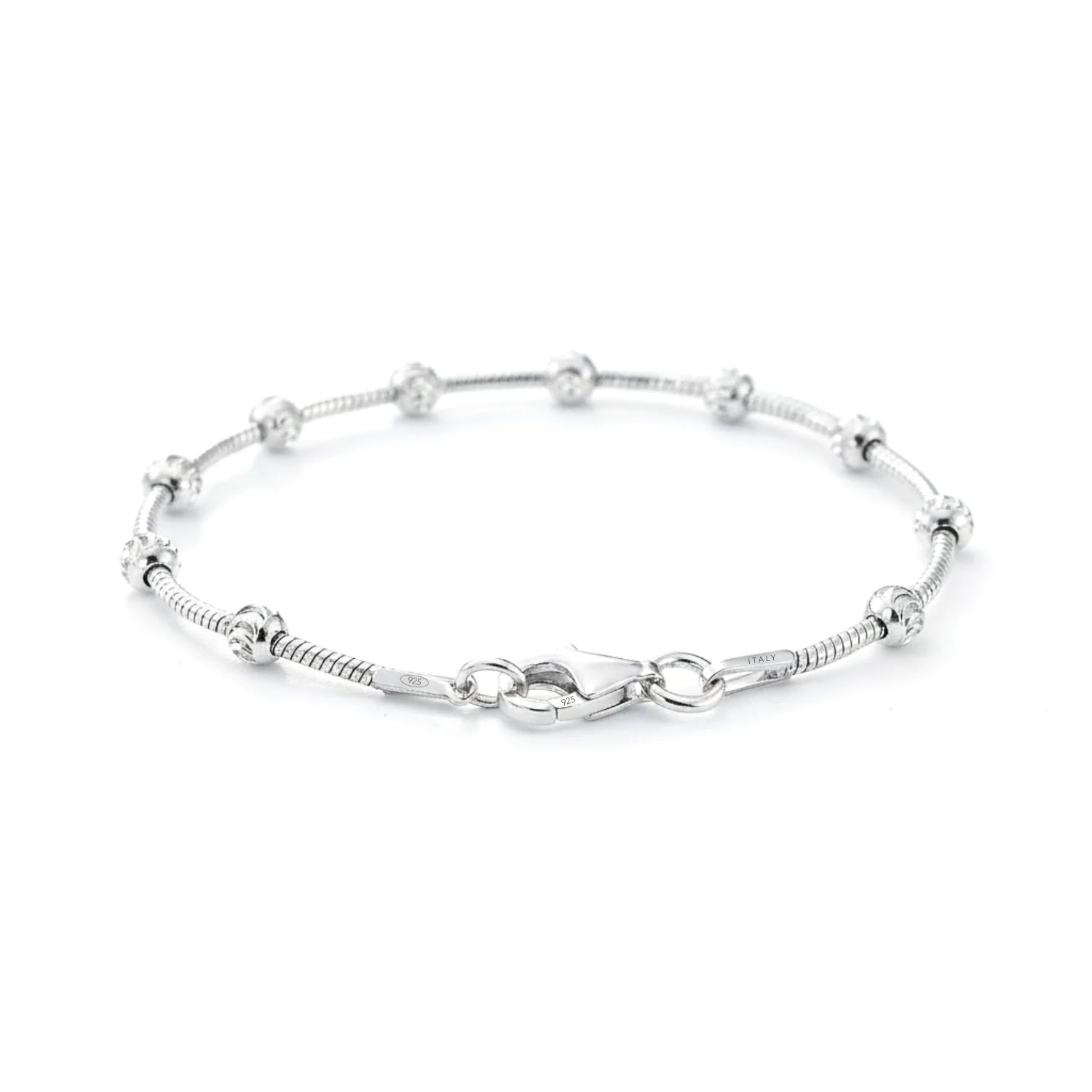 Sterling Silver Diamond-Cut Moon Bracelet