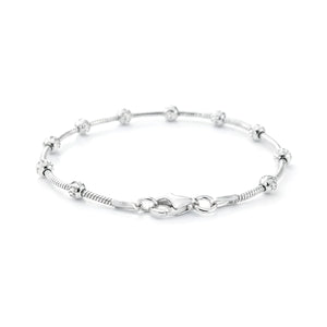 Sterling Silver Diamond-Cut Moon Bracelet