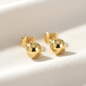14K Gold Filled High Polished round Ball Studs, Hypoallergenic Nickel-Free round Sphere Ball Earrings, with Secure Butterfly Pushbacks