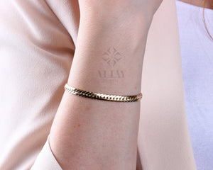 14K Gold 5MM Cuban Link Bracelet, Curb Chain Bracelet, Bold Link Chunky Vintage Chain Anklet, Men Women Stacking Bracelet, Gift for Her