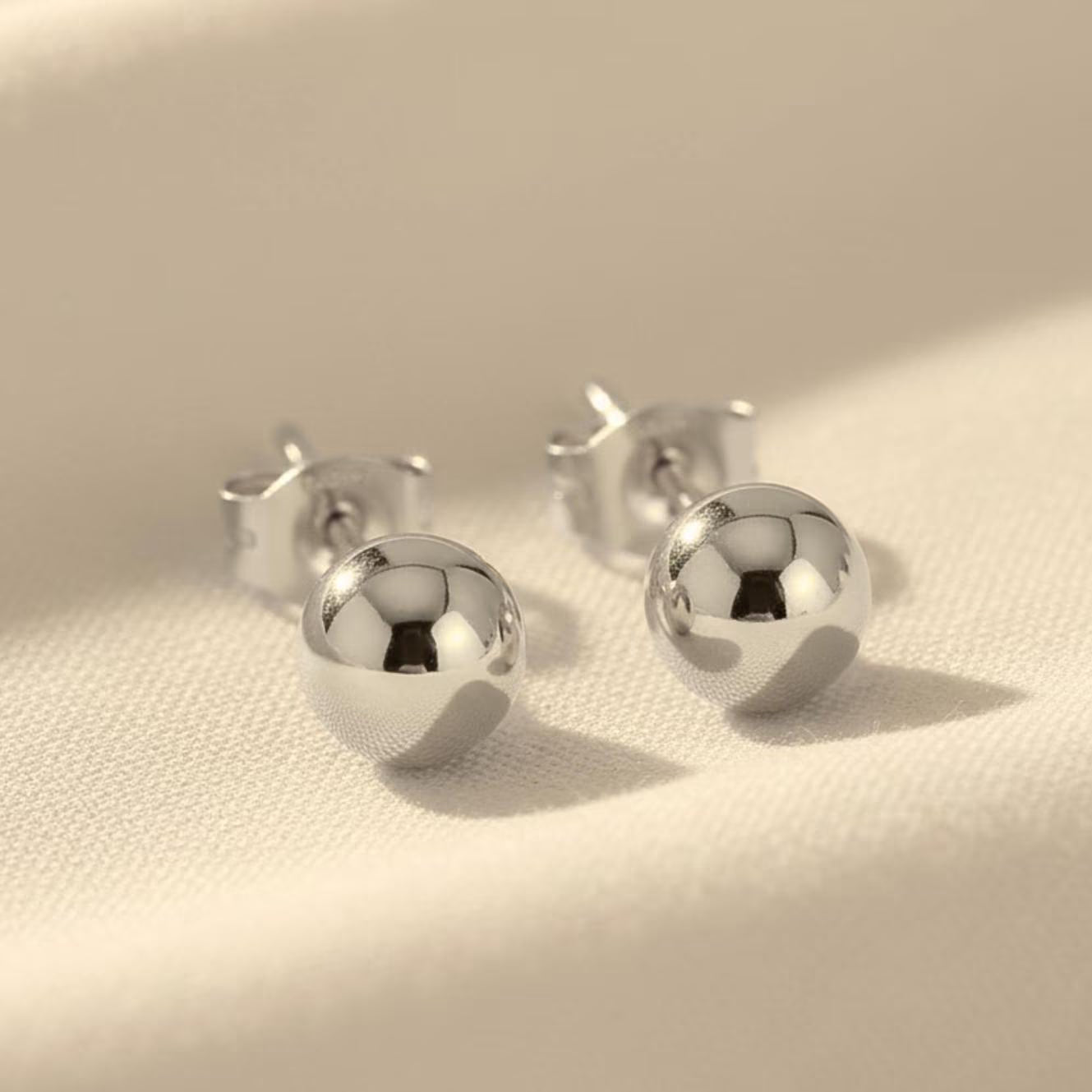 14K Solid Gold Ball Stud Earrings, Classic round Ball Studs, with Secure Butterfly Pushbacks, 3Mm, 4Mm, 5Mm, 6Mm, 7Mm, 8Mm, by TILO Jewelry