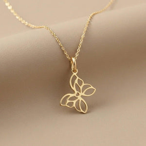 Gorgeous 14K Yellow Gold Butterfly Pendant Necklace - 18" Adjustable Chain.