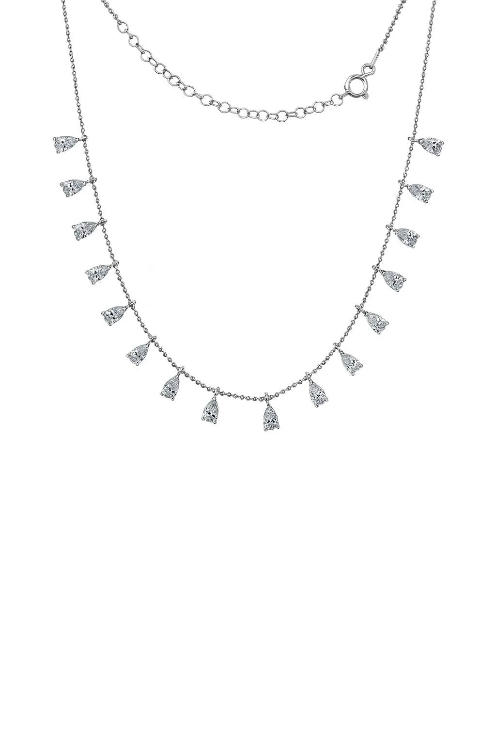 14K Gold Teardrop Diamond Necklace, 925 Sterling Silver Dainty CZ Drop Necklace, Silver Layered Necklace, Elegant Bridal Jewelry, Gift Her