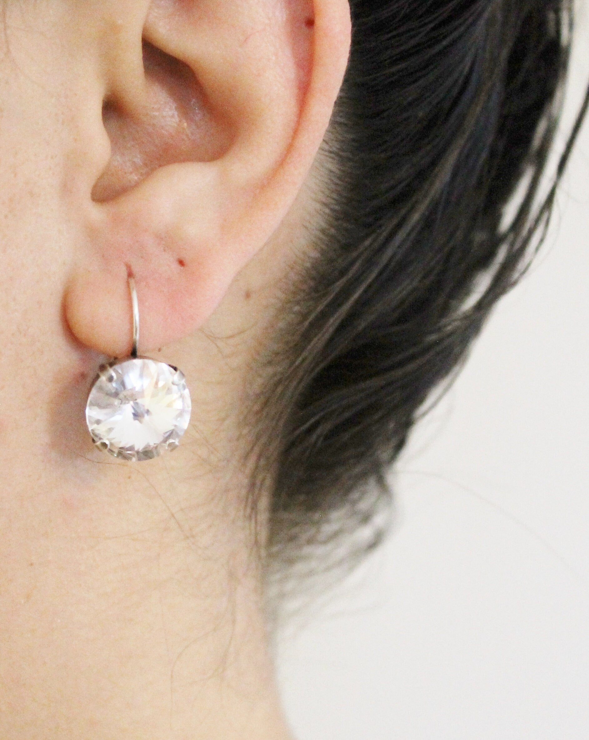 Rivoli Clear 14Mm Leverback Earrings Made with Swarovski Crystal Elements Choose a Finish