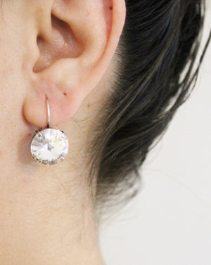 Rivoli Clear 14Mm Leverback Earrings Made with Swarovski Crystal Elements Choose a Finish