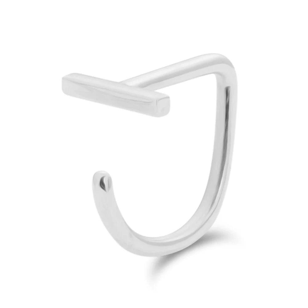 14K Solid Gold Bar Claw Huggie Earrings - Elegant Dainty Gold Hoops.