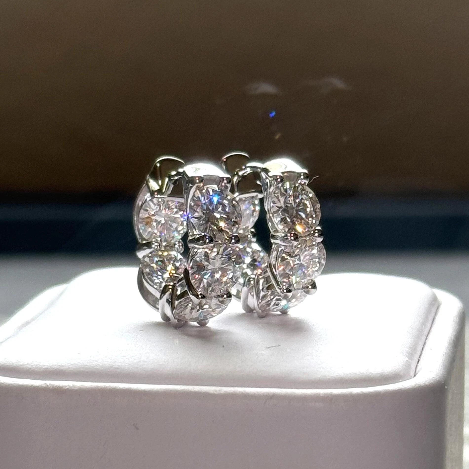 8.00 Carat Oversized Certified VVS1 Clarity Moissanite Hoop Earrings Huggies