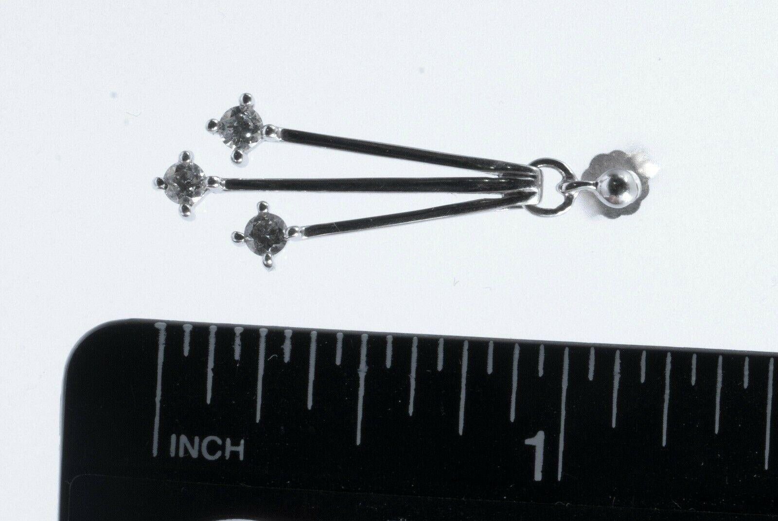14K White Gold Diamond Dangle Earrings Multi Bar Drop