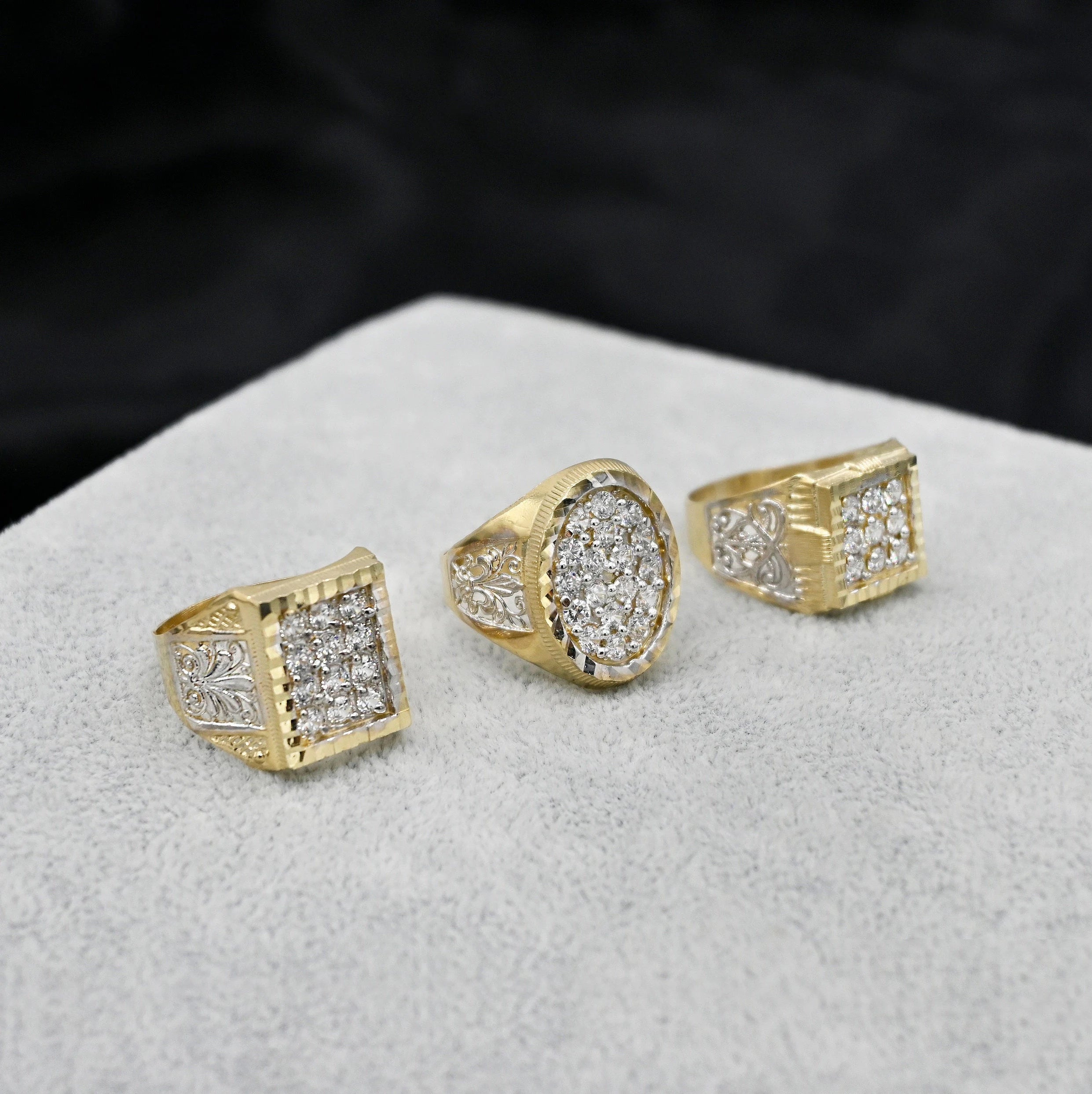 Real 10K Solid Gold Men'S Ring CZ Stone Real Solid 10K Yellow Gold Large Men'S Ring | All Sizes | 10K Solid round Gold Ring