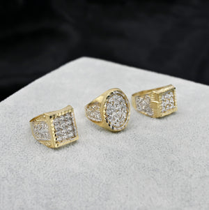 Real 10K Solid Gold Men'S Ring CZ Stone Real Solid 10K Yellow Gold Large Men'S Ring | All Sizes | 10K Solid round Gold Ring