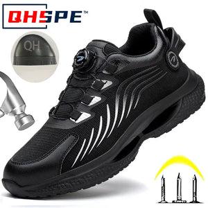 Rotating Button New Safety Shoes Men Anti-Smash Anti-Puncture Work Shoes Fashion Men Sport Shoes Security Protective Boots Men