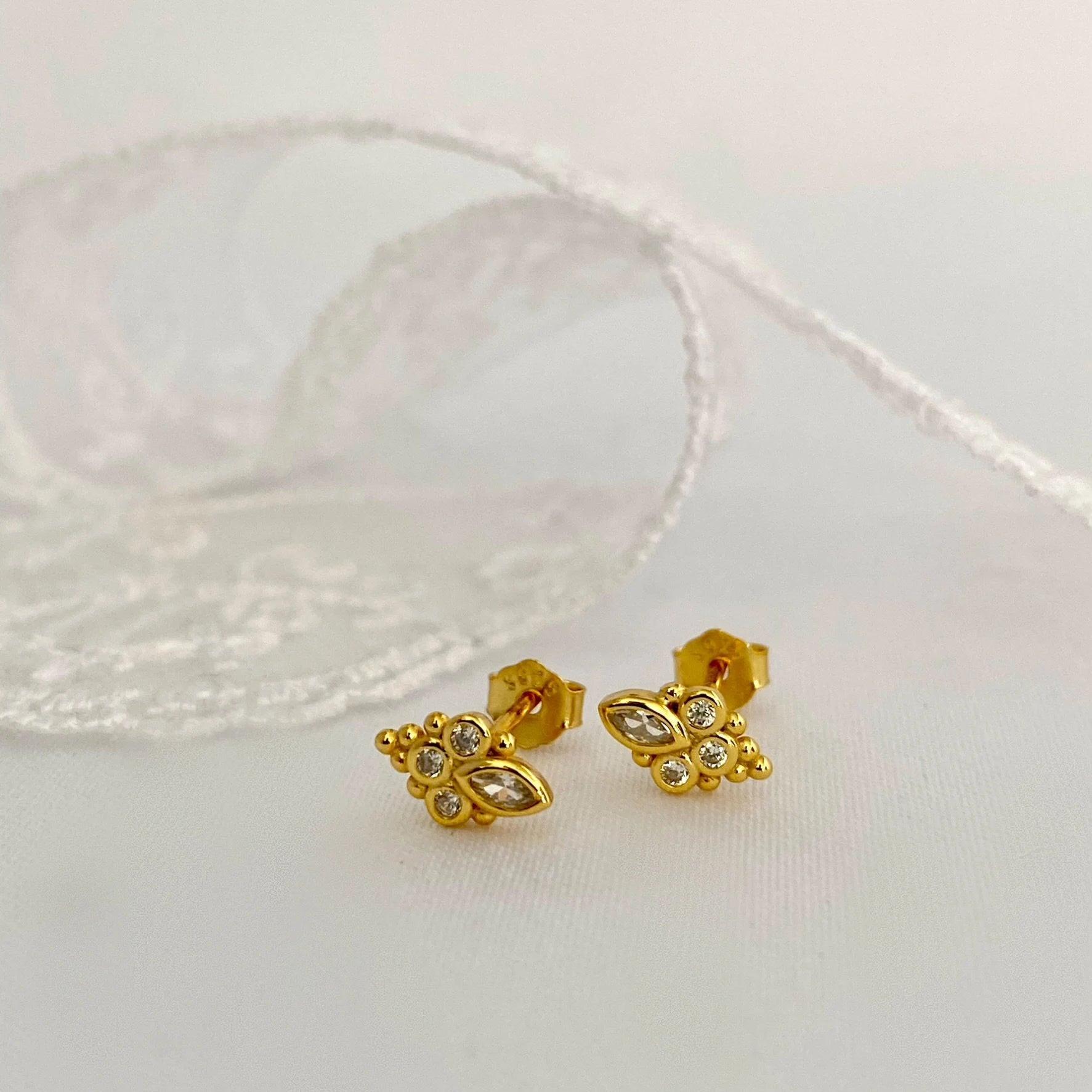 Elegant Gold Plated 925 Sterling Silver Blue Marquise Dangle Hoop Earrings - Perfect Gift for Her.