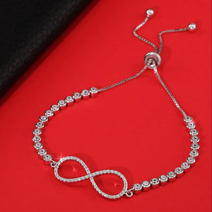 CZ Infinity Love Bracelet with Cubic Zirconia Stones in Sterling Silver