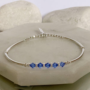 Elegant Sterling Silver Sapphire Bead Bracelet - Perfect 50th Birthday Gift & September Birthstone Jewelry for Best Friend.