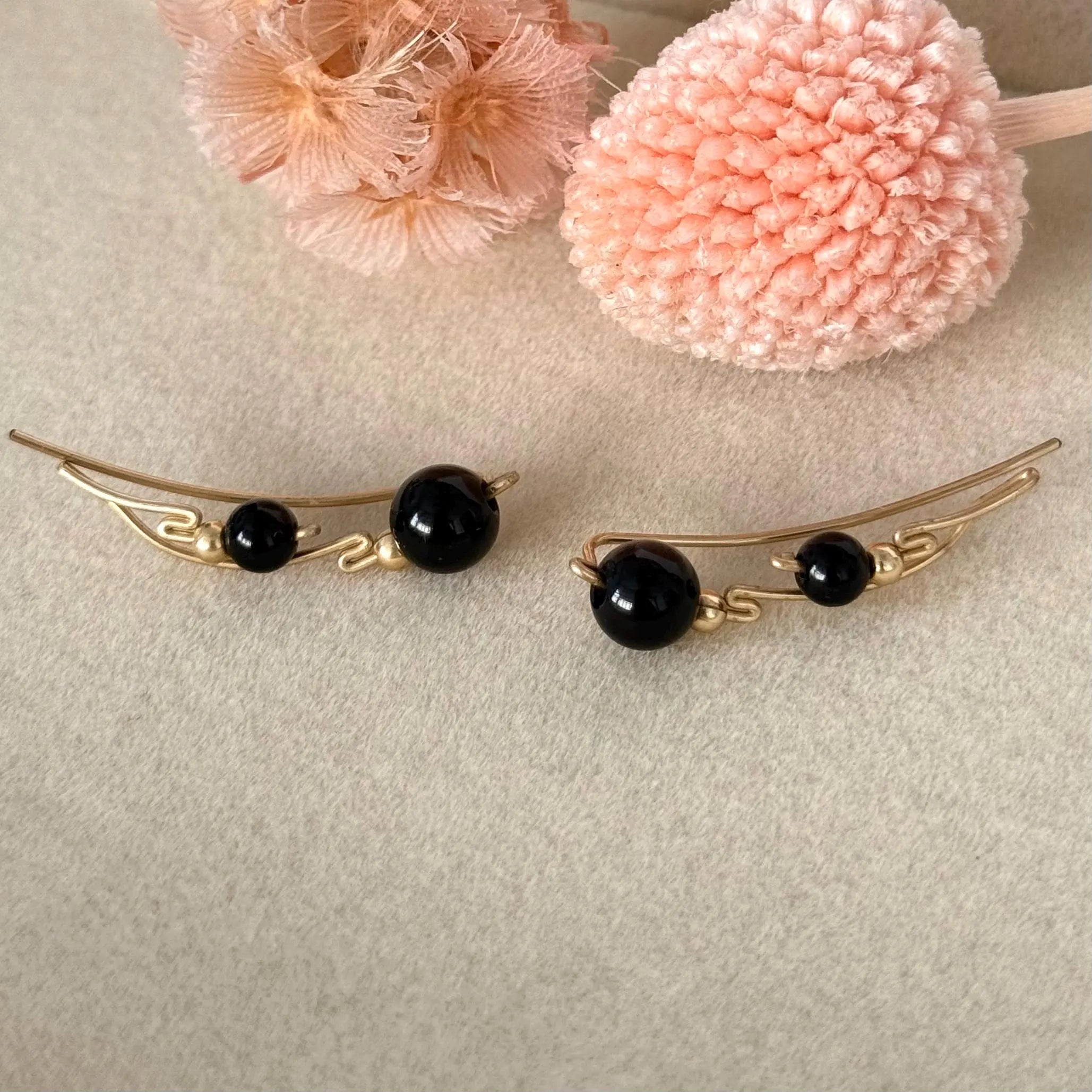 Gold Ear Climbers, Minimalist Handmade Jewelry Gift for Her