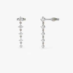 Dangle & Drop Earrings / 14K Gold Dangling 4 Prong Natural Diamond Drop Earrings by Ferkos Fine Jewelry