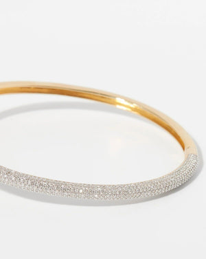 Stunning Pavé Diamond Stackable Gold Cloud Bangle for Effortless Elegance.