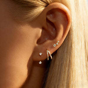 Gold Plated Earrings Set for Women Cubic Zirconia Stud Hoop Earrings Stack Female Casual Daily Jewelry Accessories