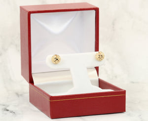 14K Yellow Gold Diamond Cut Sparkle Ball Stud Earrings