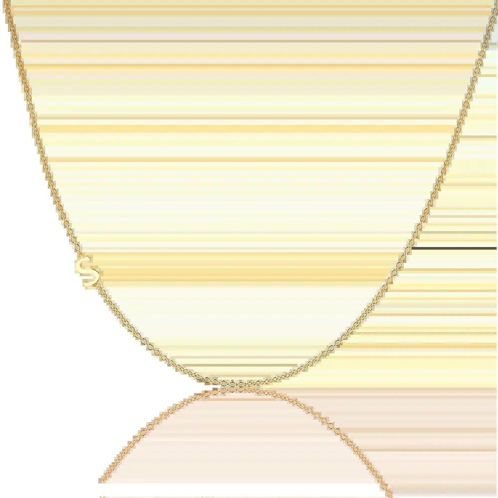 14K Gold Asymmetrical Initial Necklace