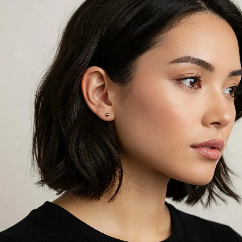 14K Gold Ball Stud Earrings: Minimalist Everyday Jewelry