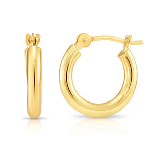 14K Gold Classic Hoop Earrings, Solid 14K Yellow Gold Chunky Hoops, Bold and Classy 3Mm, Designed & Handmade by TILO Jewelry