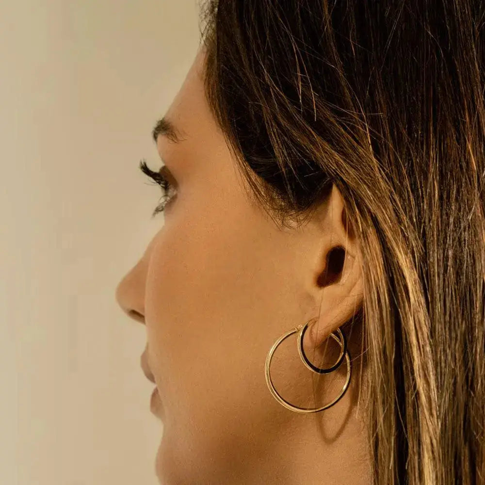 14K Gold Dainty 20mm Hoop Earrings - Elegant Ferkos Fine Jewelry Gift for Her.