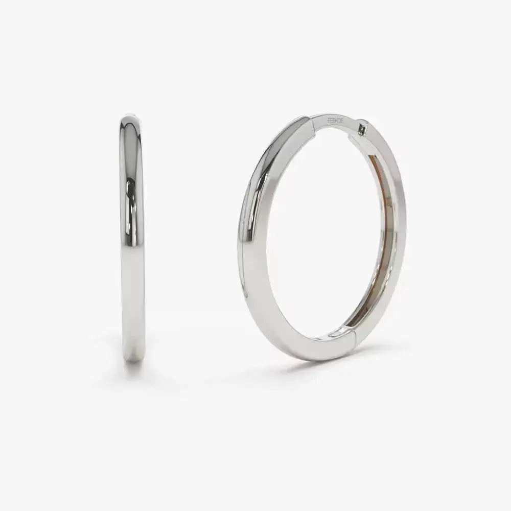 14K Gold Dainty 20mm Hoop Earrings - Elegant Ferkos Fine Jewelry Gift for Her.