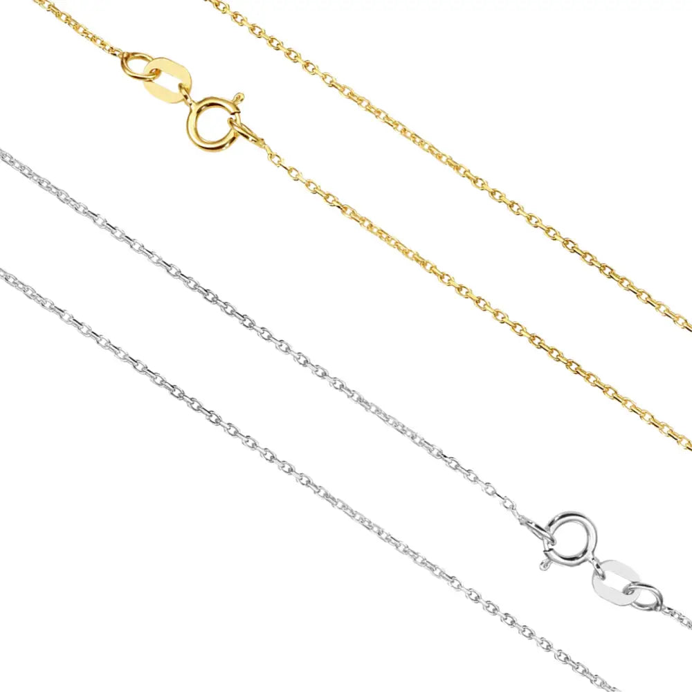 14K Gold Diamond Cut Cable Chain, Available in 14K Yellow or White Gold, Pendant Chain Necklace