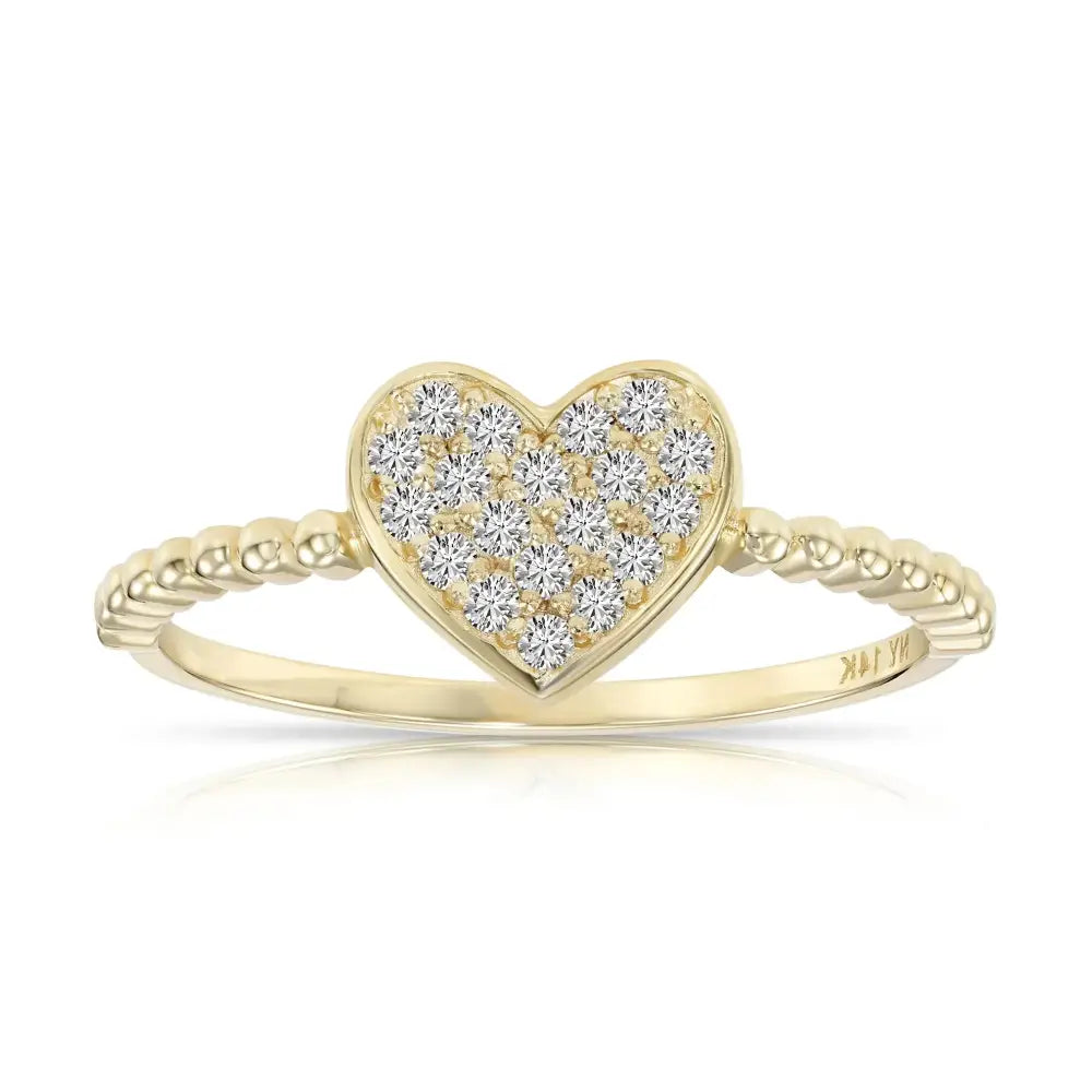 14K Gold Diamond Heart Ring - 0.17Ctw Elegant Love Gift for Her, Perfect for Anniversaries & Everyday Glamour.