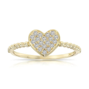 14K Gold Diamond Heart Ring - 0.17Ctw Elegant Love Gift for Her, Perfect for Anniversaries & Everyday Glamour.