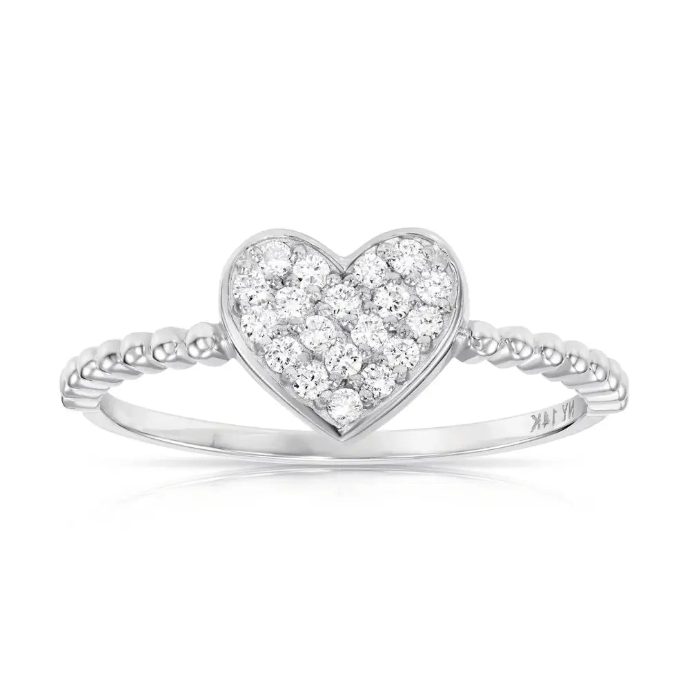 14K Gold Diamond Heart Ring - 0.17Ctw Elegant Love Gift for Her, Perfect for Anniversaries & Everyday Glamour.