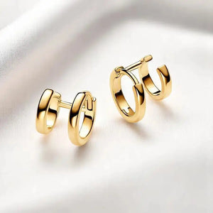 14K Gold Double Huggie Hoop Earring, round Cartilage Hoop Earring, Delicate Circle Earring, Cute Gold Hoop, Earrings for Women, Gift for Her