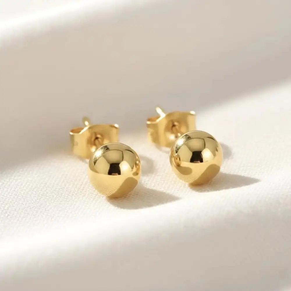 14K Gold Filled High Polished round Ball Studs, Hypoallergenic Nickel-Free round Sphere Ball Earrings, with Secure Butterfly Pushbacks