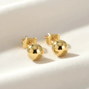 14K Gold Filled High Polished round Ball Studs, Pushback