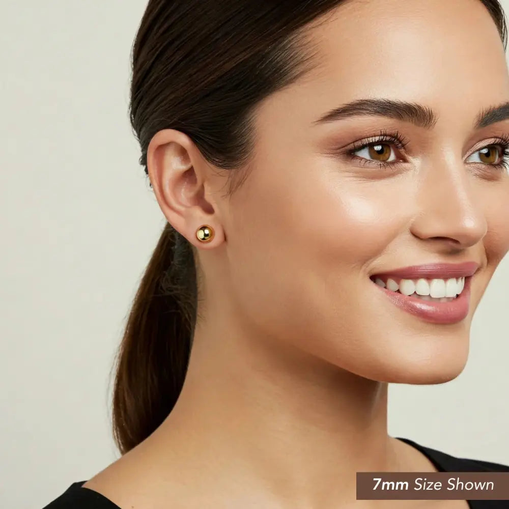 14K Gold Filled High Polished round Ball Studs, Pushback