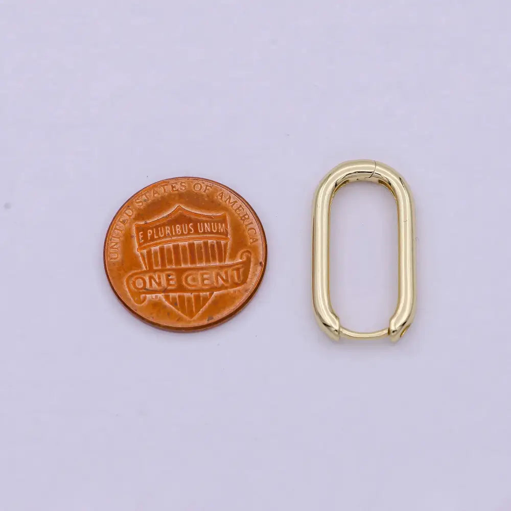 14K Gold Filled U-Shaped Hoops Huggie Earrings with Lever Back Enclosure T270