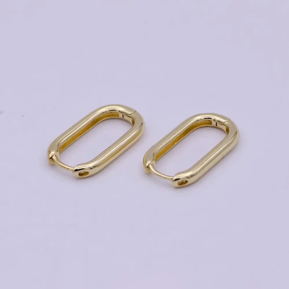 14K Gold Filled U-Shaped Hoops Huggie Earrings with Lever Back Enclosure T270