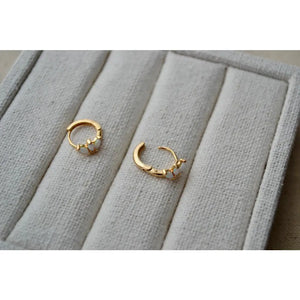 14K Gold Filled White Opal Marquise Huggie Hoop Earrings – Dreamy Gemstone Hoops for Birthdays & Everyday Luxe.
