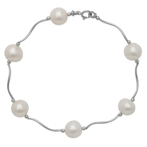 14K Gold Freshwater Pearl Bracelet, with Hand Engraved Diamond-Cut Details