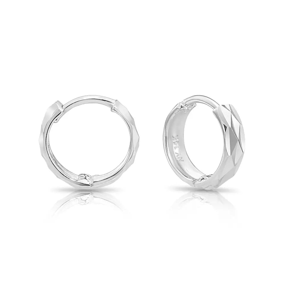 14K Gold Hand Engraved Huggies, Dainty 10Mm Minimalist Gold Earrings, Available in 14K Yellow or White Gold, Handmade by TILO Jewelry