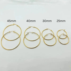 14K Gold Hoop Earring Set: Polished Real Gold, 1.5Mm Thick