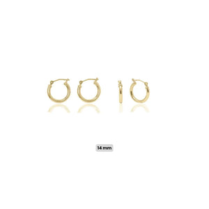 14K Gold Hoop Earrings: Minimalist Lightweight Yellow Gold