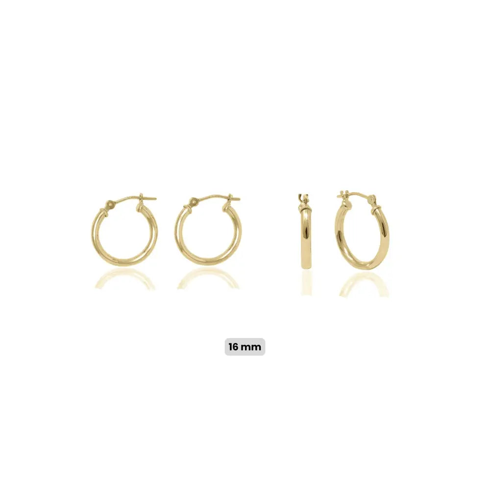 14K Gold Hoop Earrings: Minimalist Lightweight Yellow Gold