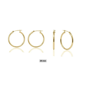 14K Gold Hoop Earrings: Minimalist Lightweight Yellow Gold