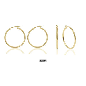 14K Gold Hoop Earrings: Minimalist Lightweight Yellow Gold