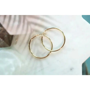 14K Gold Hoop Earrings: Minimalist Lightweight Yellow Gold