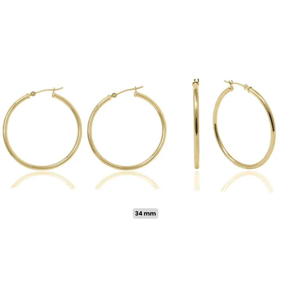 14K Gold Hoop Earrings: Minimalist Lightweight Yellow Gold