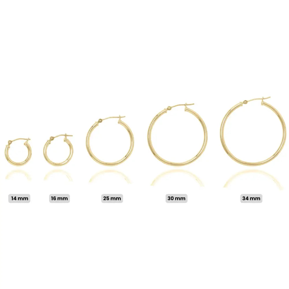 14K Gold Hoop Earrings: Minimalist Lightweight Yellow Gold